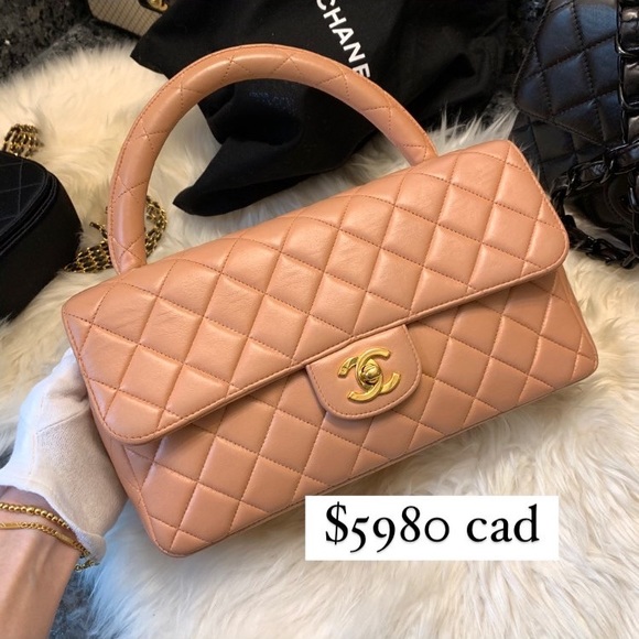 Vintage Chanel Kelly handle bag peach pink - Picture 2 of 13